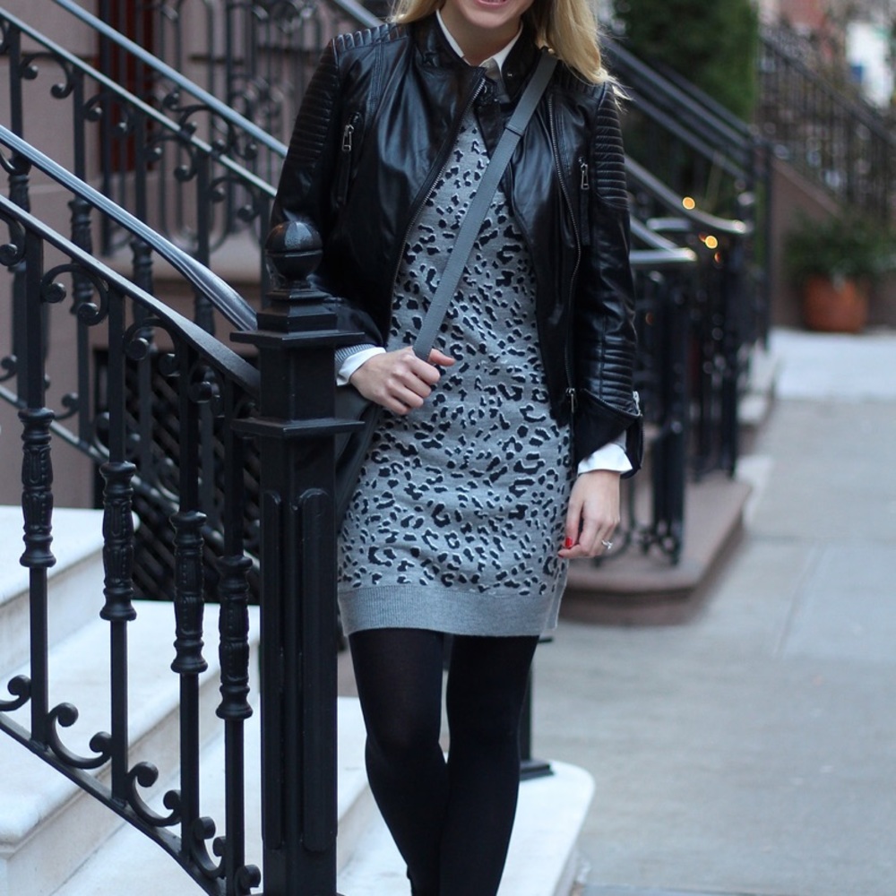 Leopard mini sweater dress nwot